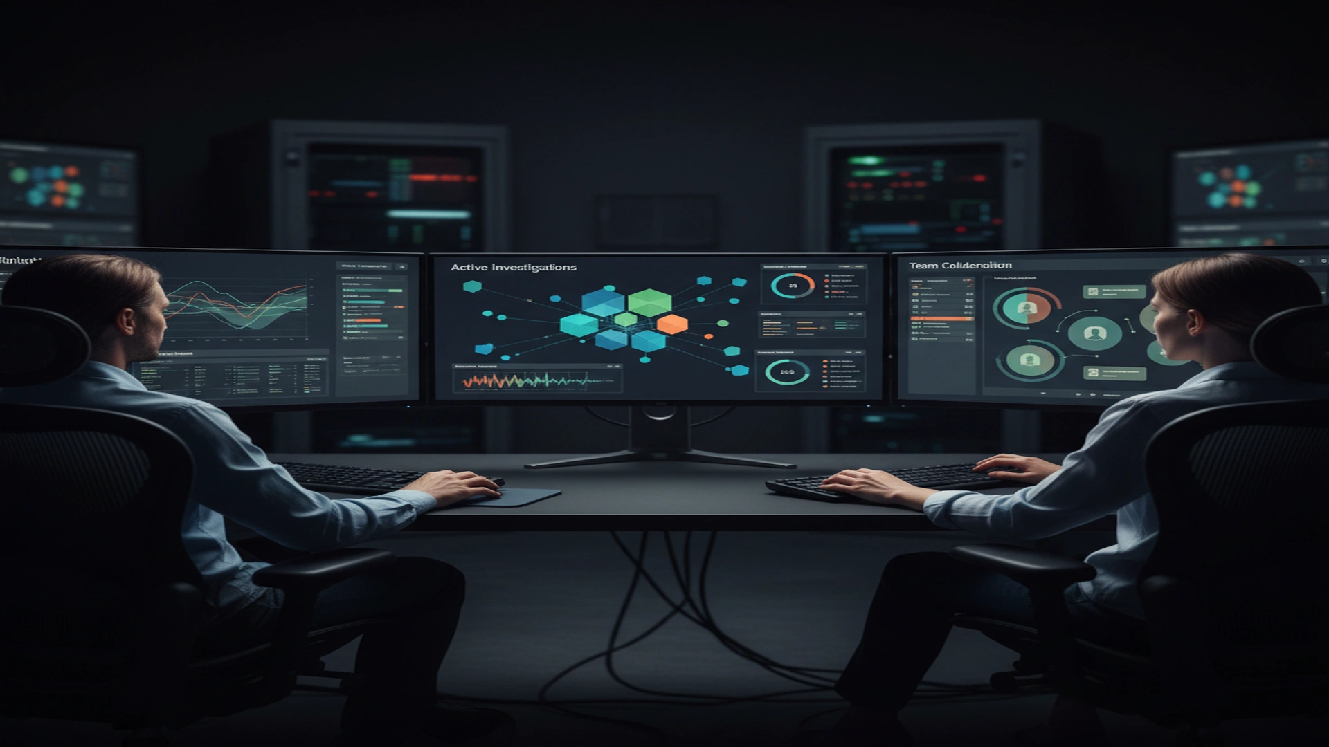 Digital forensics case management dashboard showing multiple active investigations evidence tracking and team collaboration interface
