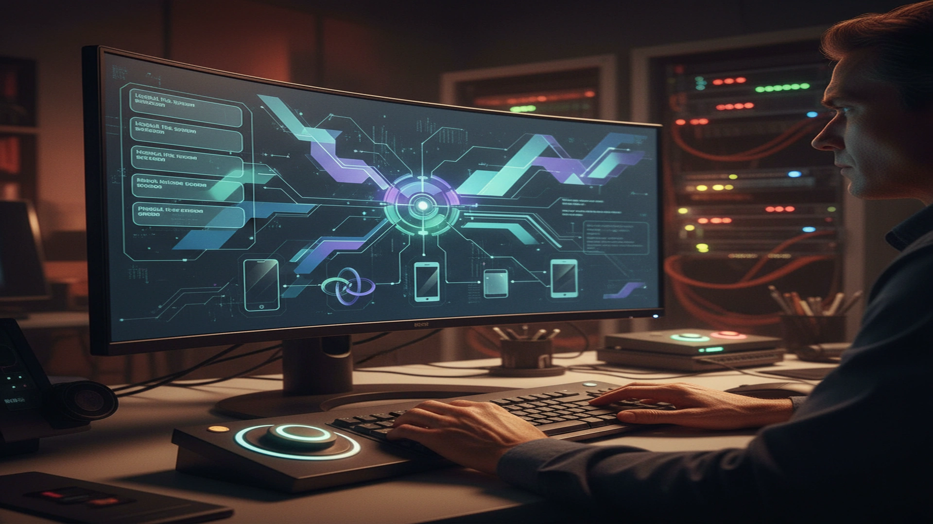 Forensic workstation displaying multiple device acquisition interfaces showing logical file system and physical extraction options for various smartphones